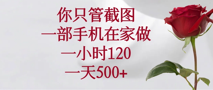 （14248期）你只管截图，一部手机在家做，一小时120，一天500+-小森之家
