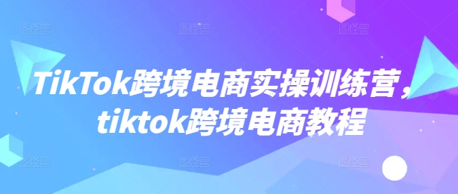 TikTok跨境电商实操训练营，tiktok跨境电商教程-小森之家