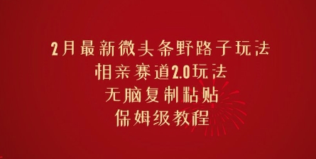 2月最新微头条野路子玩法，相亲赛道2.0玩法，无脑复制粘贴，保姆级教程-小森之家