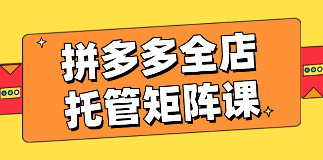 （14328期）拼多多全店托管矩阵课，盈利动销玩法，高效计划设置，提升店铺效益-小森之家