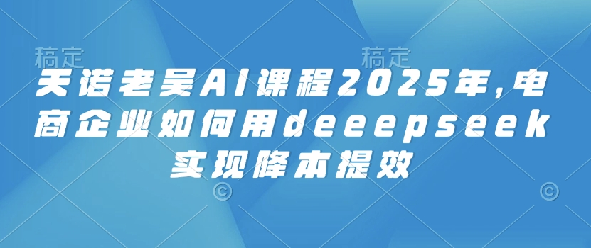 天诺老吴AI课程2025年，电商企业如何用deeepseek实现降本提效-小森之家