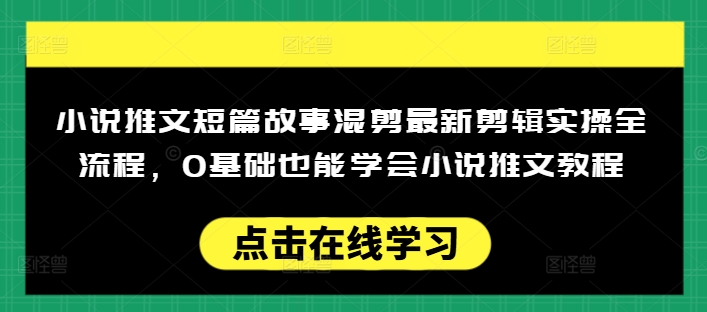 小说推文短篇故事混剪最新剪辑实操全流程，0基础也能学会小说推文教程，肯干多发日入多张-小森之家