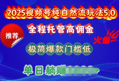 2025视频号纯自然流玩法5.0，全程托管高佣金，极简爆款门槛低，单日收益多张【揭秘】-小森之家