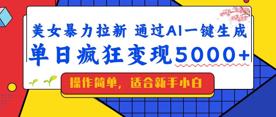 （14347期）美女暴力拉新，通过AI一键生成，单日疯狂变现5000+，纯小白一学就会！-小森之家