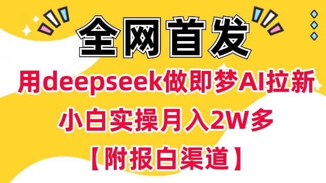 用deepseek做即梦Ai拉新 小白实操月入过W+【附报白渠道】-小森之家