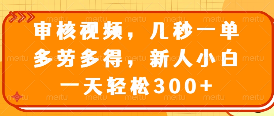 （14294期）审核视频，几秒一单，多劳多得，新人小白一天轻松300+-小森之家