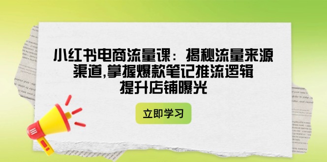 （14318期）小红书电商流量课：揭秘流量来源渠道,掌握爆款笔记推流逻辑,提升店铺曝光-小森之家